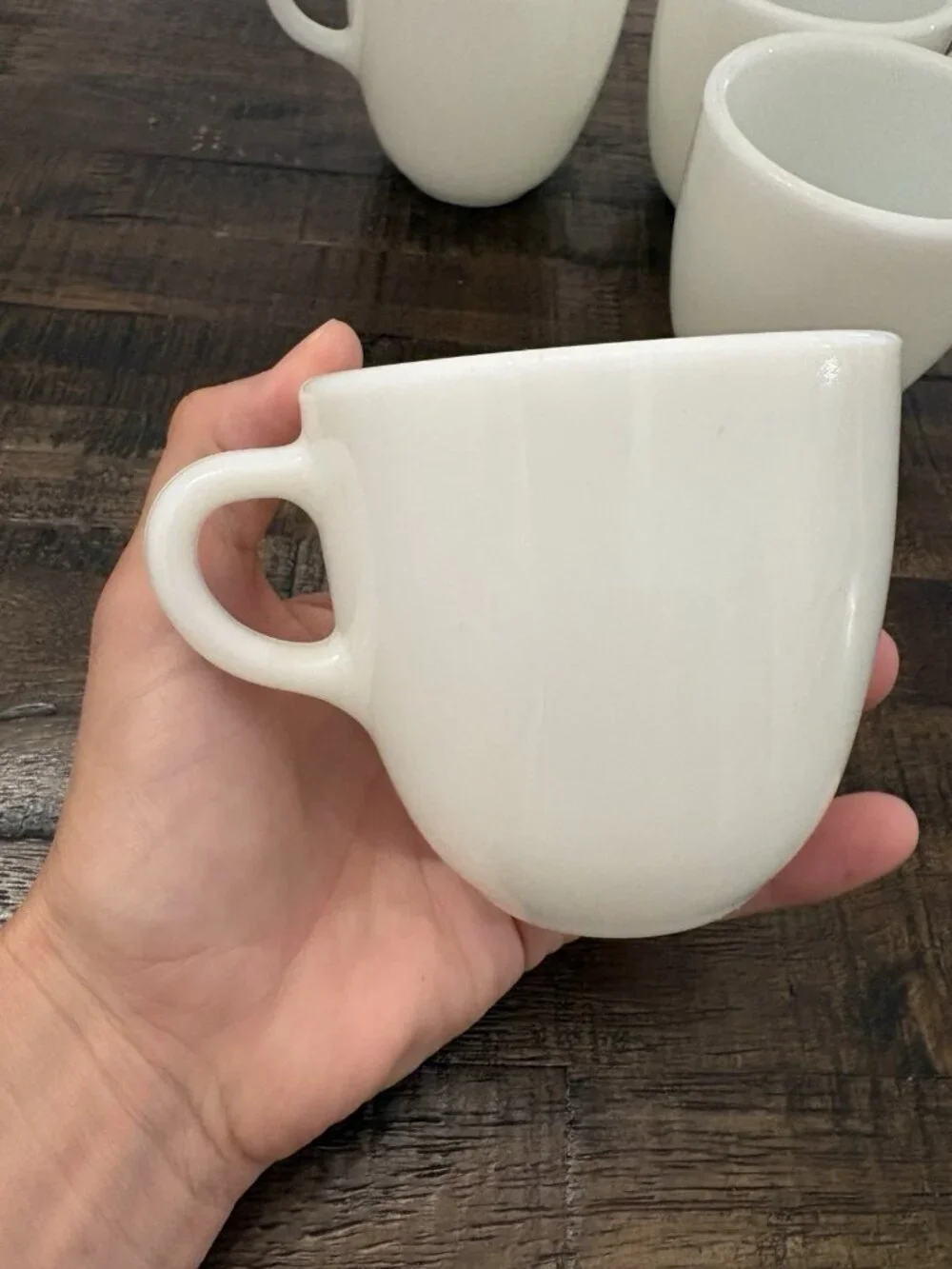 Vintage PYREX Corning White Milk Glass Coffee Mug Tea Cup C Handle Set Of 4